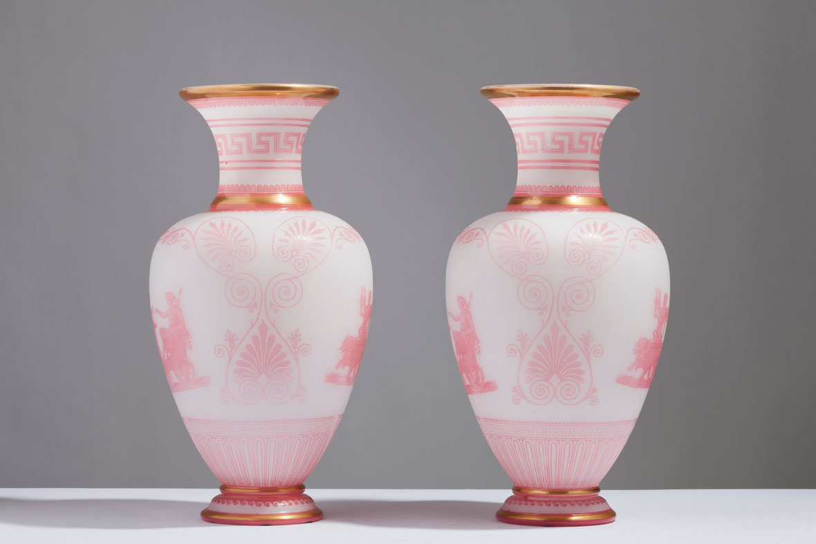 Pair of Baccarat Pink Vases